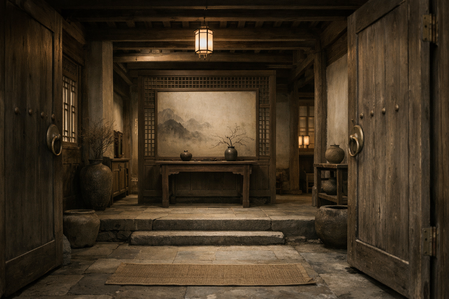 Classic 玄关 (Xuan Guan) entrance threshold in Feng Shui